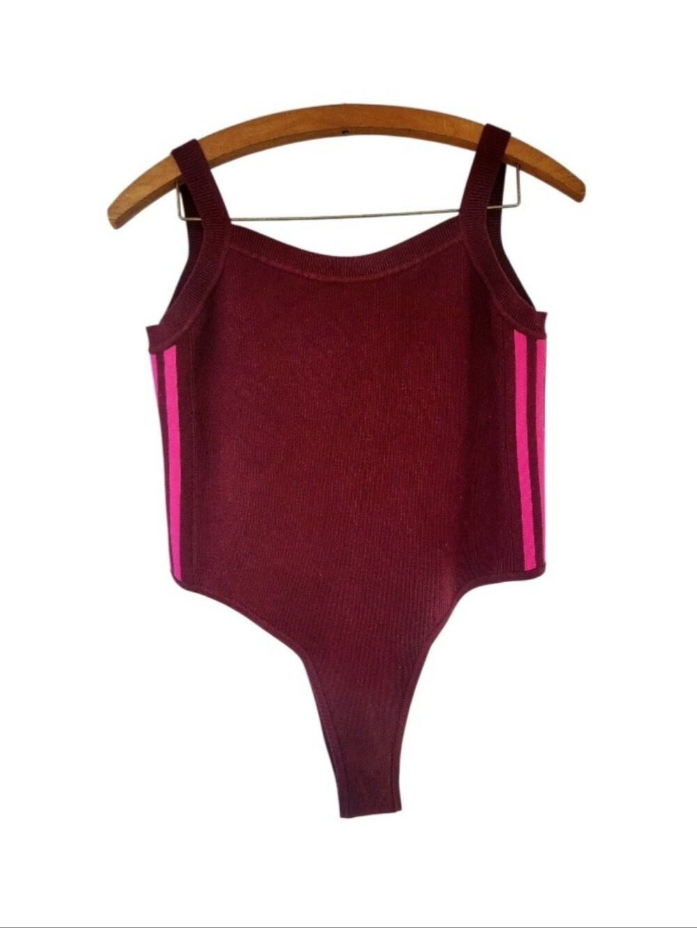 Adidas × Ivy Park Colab Burgundy Striped Ribbed Bodysuit 2XL Athleisure
